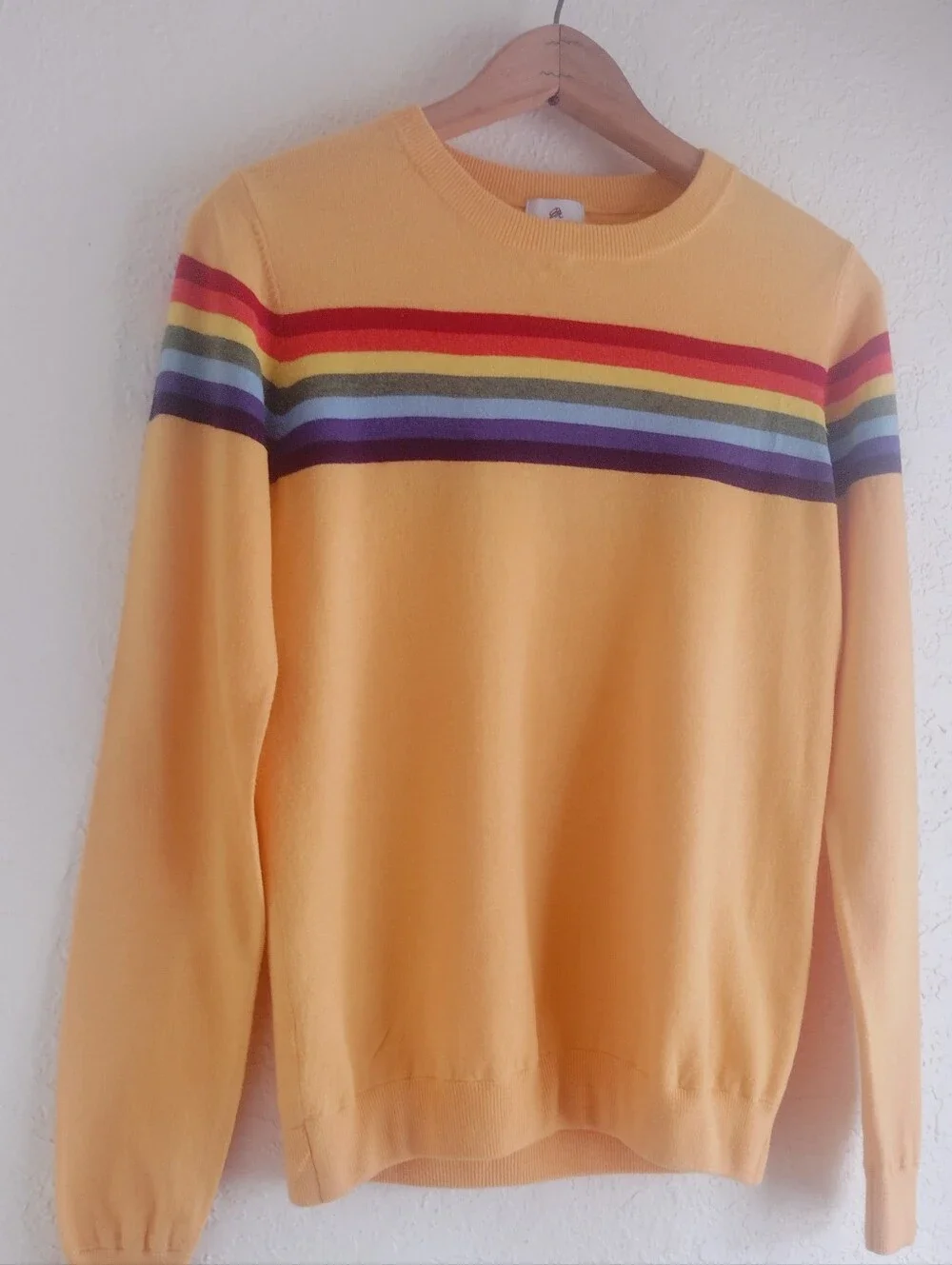 MADELEINE THOMPSON X AQUA Mustard Sweater With Rainbow